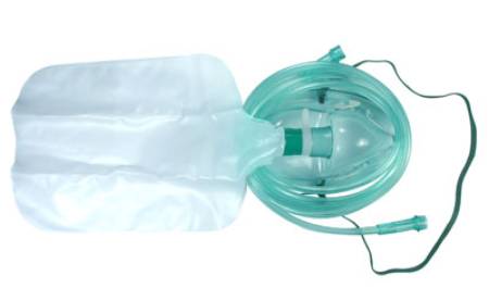 Mask Oxygen NonRebreather Oxygen Mask AMSure® Elongated Style Adult One Size Fits Most Adjustable Head Strap / Nose Clip 7' Tubing  (1/EA 50/CS) by Amsino International, Inc.  ID AS75010